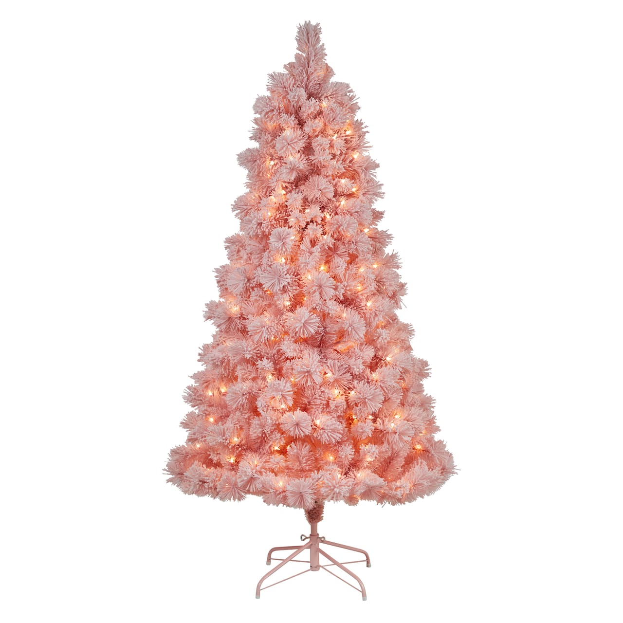 7ft. Pre-Lit Holiday Pink Cashmere Artificial Christmas Tree, White LED Lights